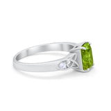 Wedding Ring Emerald Cut Round Simulated Cubic Zirconia 925 Sterling Silver