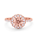 Art Deco Engagement Ring Round Simulated Cubic Zirconia 925 Sterling Silver