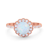 Art Deco Engagement Ring Round Simulated Cubic Zirconia 925 Sterling Silver