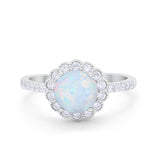 Art Deco Engagement Ring Round Simulated Cubic Zirconia 925 Sterling Silver