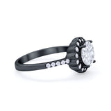 Art Deco Engagement Ring Round Simulated Cubic Zirconia 925 Sterling Silver