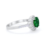 Art Deco Engagement Ring Round Simulated Cubic Zirconia 925 Sterling Silver