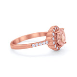 Art Deco Engagement Ring Round Simulated Cubic Zirconia 925 Sterling Silver