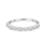 Half Eternity Stacking Art Deco Band Ring Round 925 Sterling Silver