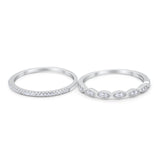Half Eternity Art Deco Engagement Band for Ring Round 925 Sterling Silver