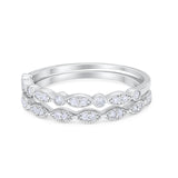 Art Deco Half Eternity Engagement Band for Ring Round 925 Sterling Silver
