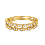 Art Deco Half Eternity Engagement Band for Ring Round 925 Sterling Silver