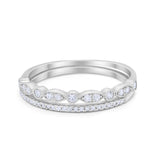 Art Deco Half Eternity Wedding Band for Ring Round 925 Sterling Silver