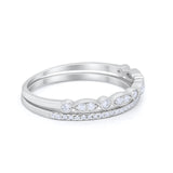 Art Deco Half Eternity Wedding Band for Ring Round 925 Sterling Silver