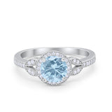 Art Deco Wedding Engagement Ring Halo Round Cubic Zirconia 925 Sterling Silver