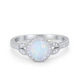 Art Deco Wedding Engagement Ring Halo Round Cubic Zirconia 925 Sterling Silver