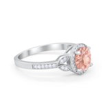 Art Deco Wedding Engagement Ring Halo Round Cubic Zirconia 925 Sterling Silver