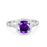 Art Deco Wedding Ring Band Bridal Set Large Round Cubic Zirconia 925 Sterling Silver