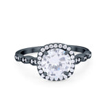 Art Deco Wedding Ring Band Bridal Set Large Round Cubic Zirconia 925 Sterling Silver
