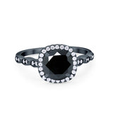 Art Deco Wedding Ring Band Bridal Set Large Round Cubic Zirconia 925 Sterling Silver
