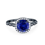 Art Deco Wedding Ring Band Bridal Set Large Round Cubic Zirconia 925 Sterling Silver