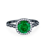 Art Deco Wedding Ring Band Bridal Set Large Round Cubic Zirconia 925 Sterling Silver