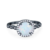 Art Deco Wedding Ring Band Bridal Set Large Round Cubic Zirconia 925 Sterling Silver
