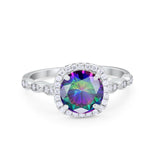 Art Deco Wedding Ring Band Bridal Set Large Round Cubic Zirconia 925 Sterling Silver