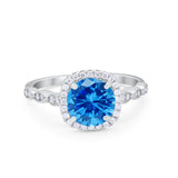 Art Deco Wedding Ring Band Bridal Set Large Round Cubic Zirconia 925 Sterling Silver