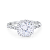 Art Deco Wedding Ring Band Bridal Set Large Round Cubic Zirconia 925 Sterling Silver