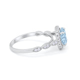 Art Deco Wedding Ring Band Bridal Set Large Round Cubic Zirconia 925 Sterling Silver