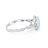 Art Deco Wedding Ring Band Bridal Set Large Round Cubic Zirconia 925 Sterling Silver