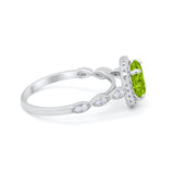 Art Deco Wedding Ring Band Bridal Set Large Round Cubic Zirconia 925 Sterling Silver
