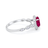 Art Deco Wedding Ring Band Bridal Set Large Round Cubic Zirconia 925 Sterling Silver