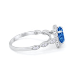 Art Deco Wedding Ring Band Bridal Set Large Round Cubic Zirconia 925 Sterling Silver