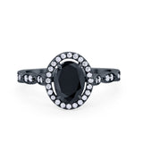 Art Deco Wedding Halo Ring Oval Simulated Cubic Zirconia 925 Sterling Silver
