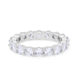 Alternating  Eternity Wedding Band Ring Round 925 Sterling Silver