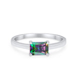 Radiant Cut Solitaire Wedding Engagement Ring Round Cubic Zirconia 925 Sterling Silver