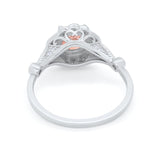 Halo Vintage Style Engagement Ring Simulated Cubic Zirconia 925 Sterling Silver