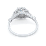 Halo Vintage Style Engagement Ring Simulated Cubic Zirconia 925 Sterling Silver