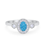 Art Deco Wedding Ring Round Simulated Cubic Zirconia 925 Sterling Silver