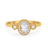 Art Deco Wedding Ring Round Simulated Cubic Zirconia 925 Sterling Silver