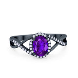 Infinity Shank Oval Engagement Ring Simulated Cubic Zirconia 925 Sterling Silver