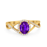 Infinity Shank Oval Engagement Ring Simulated Cubic Zirconia 925 Sterling Silver
