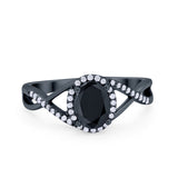 Infinity Shank Oval Engagement Ring Simulated Cubic Zirconia 925 Sterling Silver