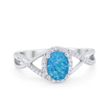 Infinity Shank Oval Engagement Ring Simulated Cubic Zirconia 925 Sterling Silver