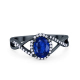 Infinity Shank Oval Engagement Ring Simulated Cubic Zirconia 925 Sterling Silver