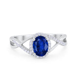 Infinity Shank Oval Engagement Ring Simulated Cubic Zirconia 925 Sterling Silver