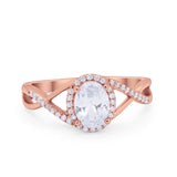 Infinity Shank Oval Engagement Ring Simulated Cubic Zirconia 925 Sterling Silver