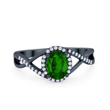 Infinity Shank Oval Engagement Ring Simulated Cubic Zirconia 925 Sterling Silver