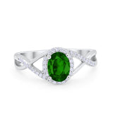 Infinity Shank Oval Engagement Ring Simulated Cubic Zirconia 925 Sterling Silver