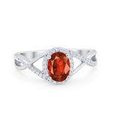Infinity Shank Oval Engagement Ring Simulated Cubic Zirconia 925 Sterling Silver