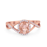 Infinity Shank Oval Engagement Ring Simulated Cubic Zirconia 925 Sterling Silver
