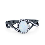 Infinity Shank Oval Engagement Ring Simulated Cubic Zirconia 925 Sterling Silver