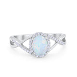 Infinity Shank Oval Engagement Ring Simulated Cubic Zirconia 925 Sterling Silver
